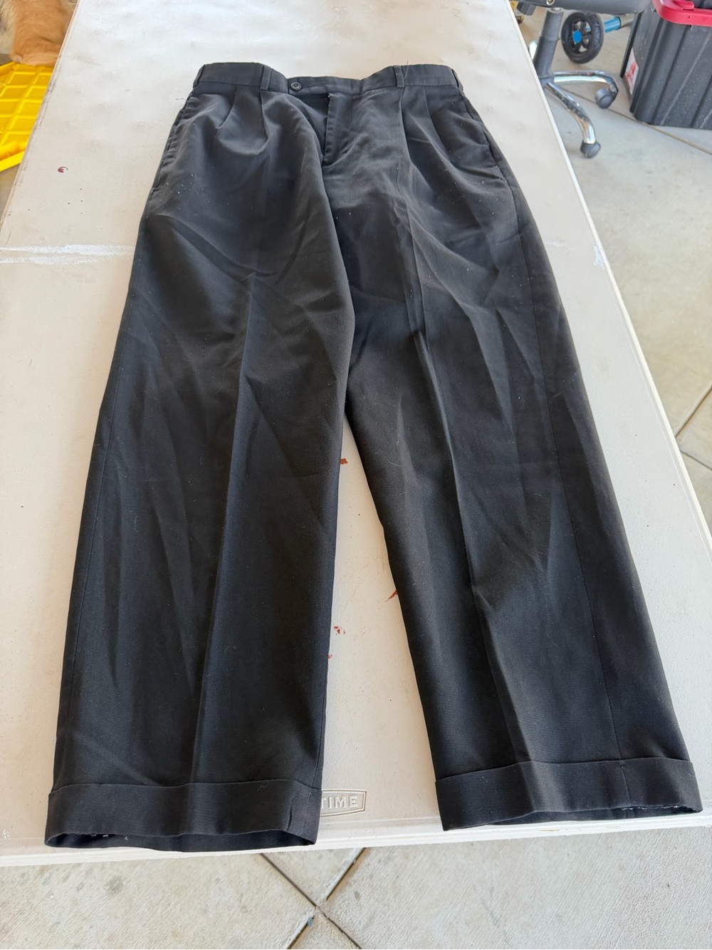 Slates Black Dress Classic Fit Pleated Dress Pants with Hook Closure